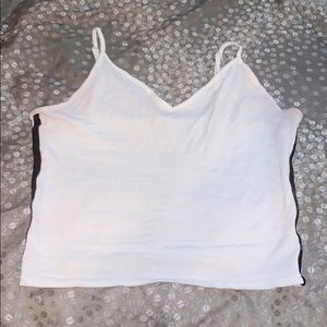 White cropped tank with black lines on sides